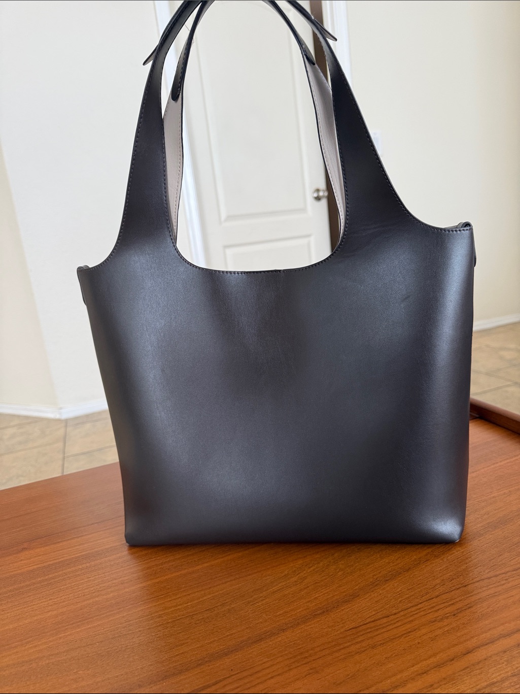 Zara Black Leather Tote Bag